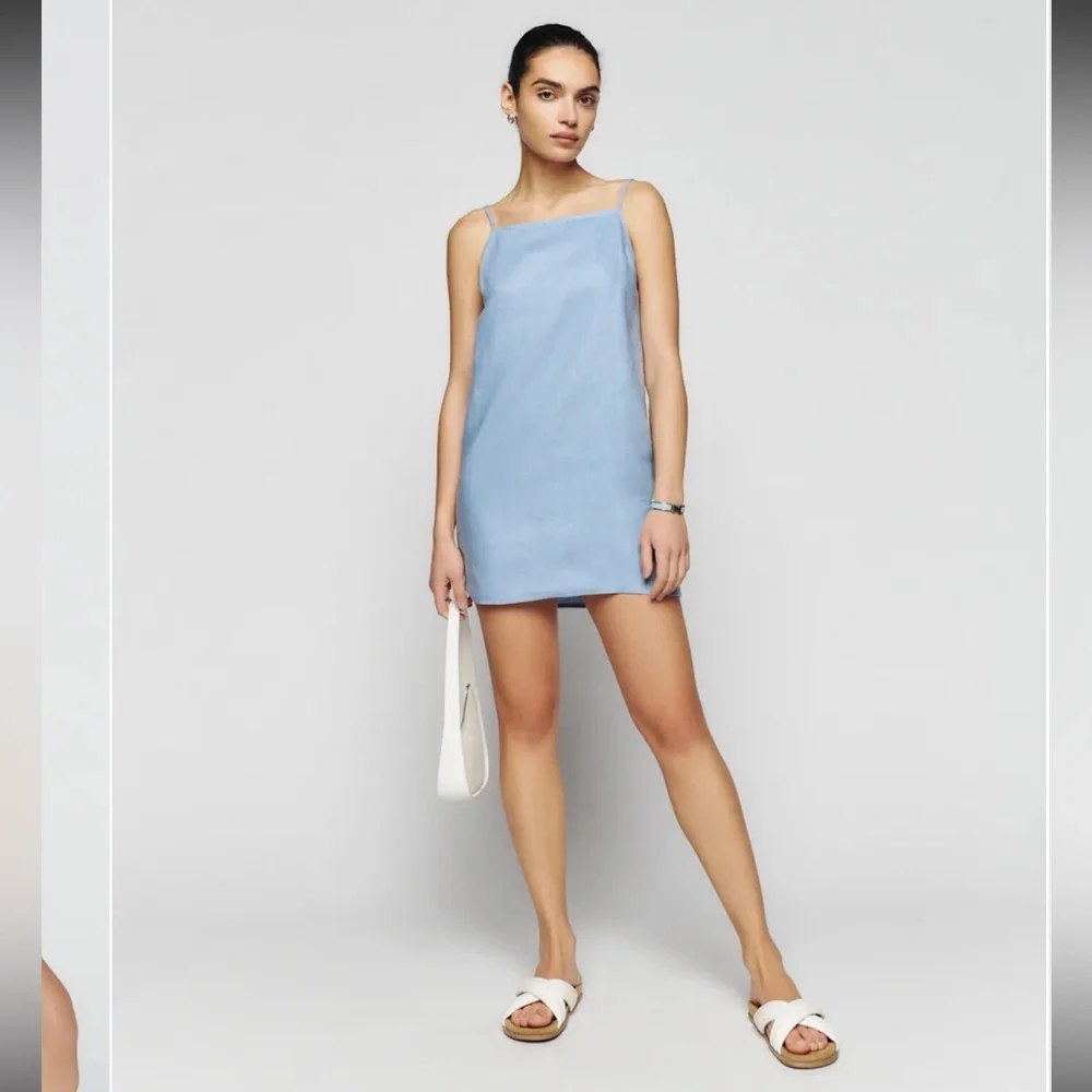 Reformation Light Blue Mini Slip Dress - Picture 2 of 10